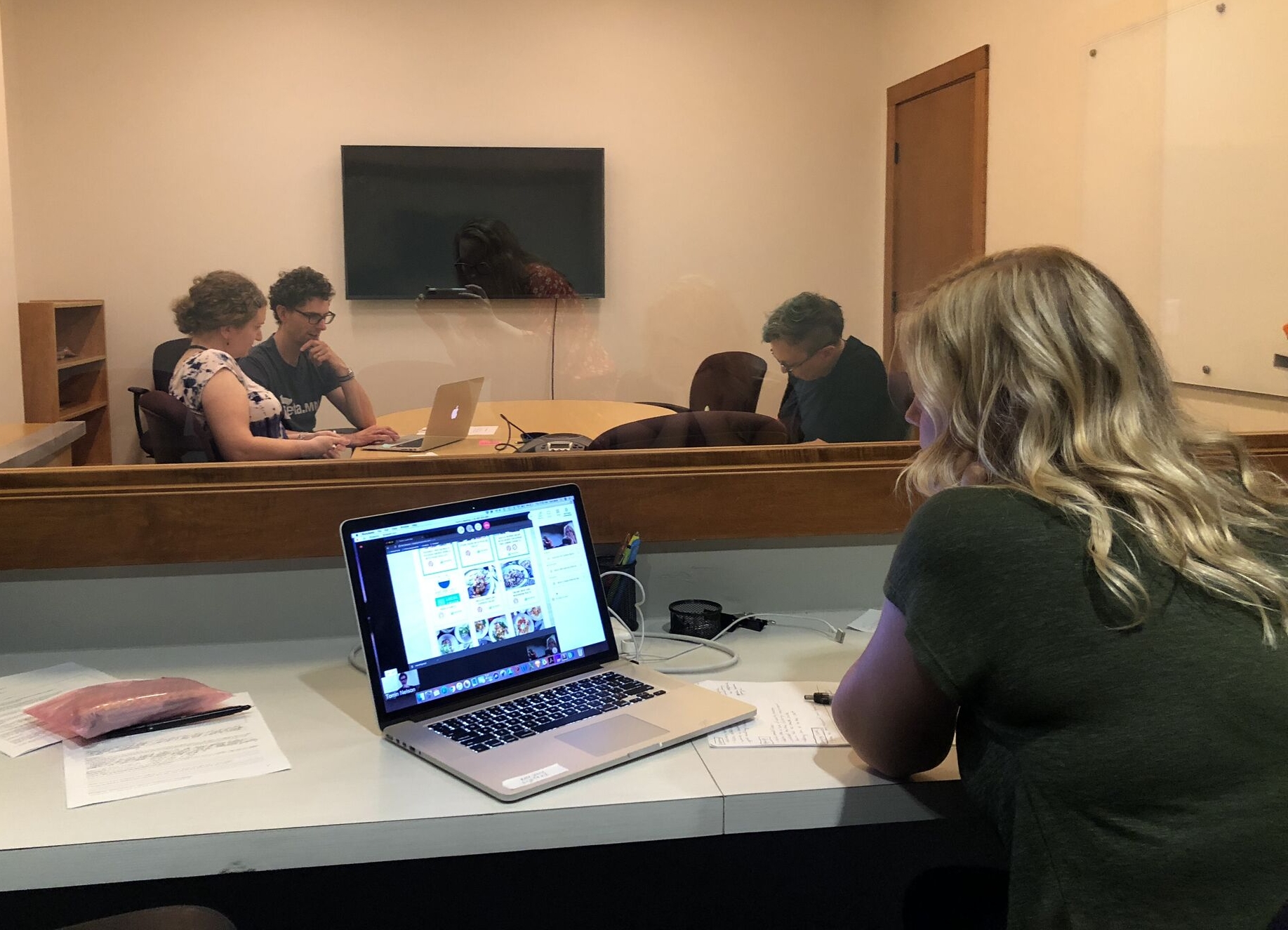 Photo from in lab usability testing. Testing was a good way for the team to pin point common areas that needed improvement and gather data on whether the problems we had thought would be common actually were. It also helped us gain better insight in