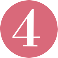 A white number 4 on a dark pink background, signifying Step 2 of The Duett Process (copywriting!)