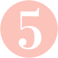A white number 5 on a light pink background, signifying Step 2 of The Duett Process (Email service platform automations setup!)