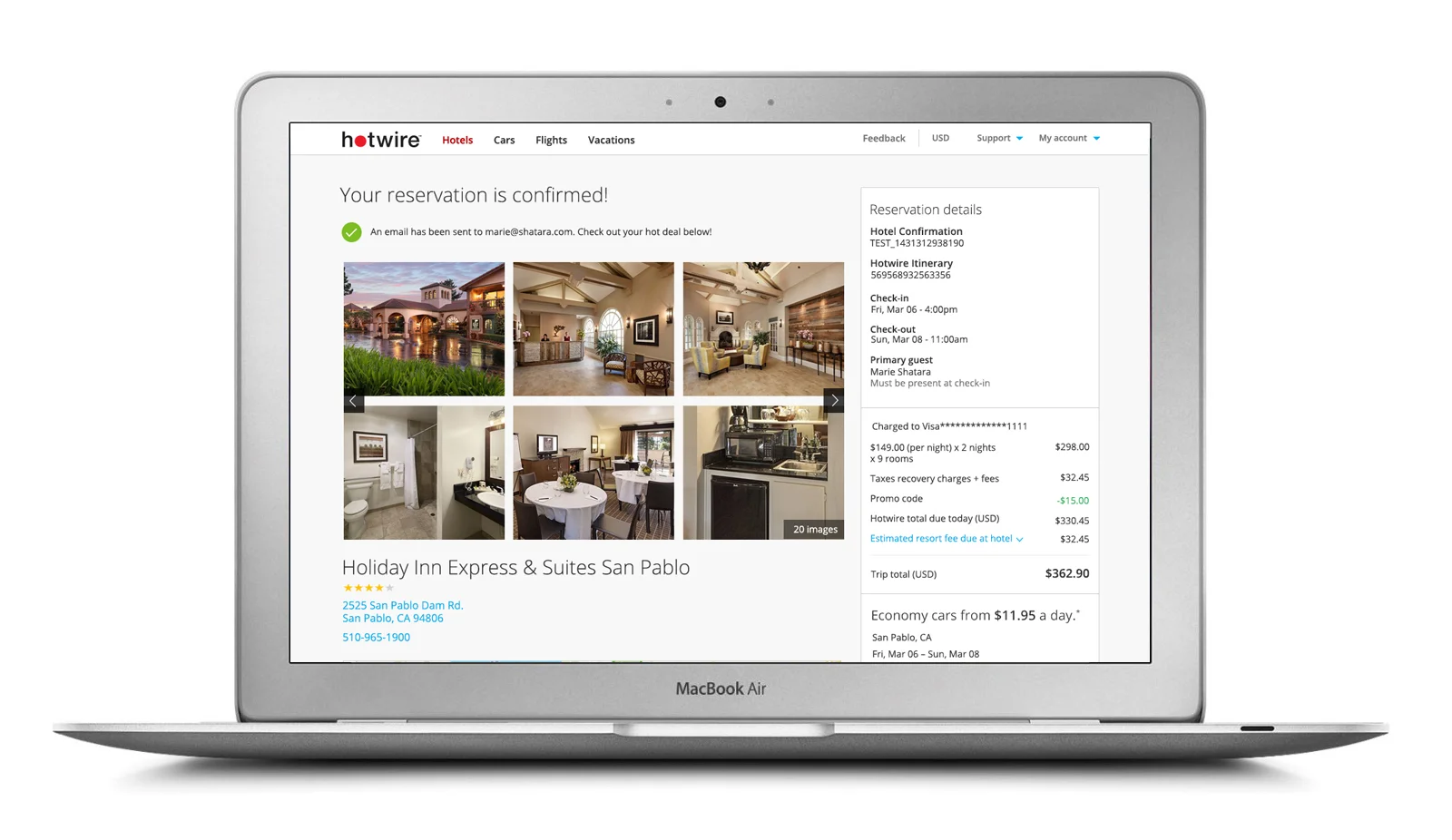 Hotwire responsive confirmation