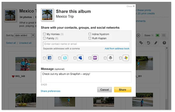 Album sharing feature