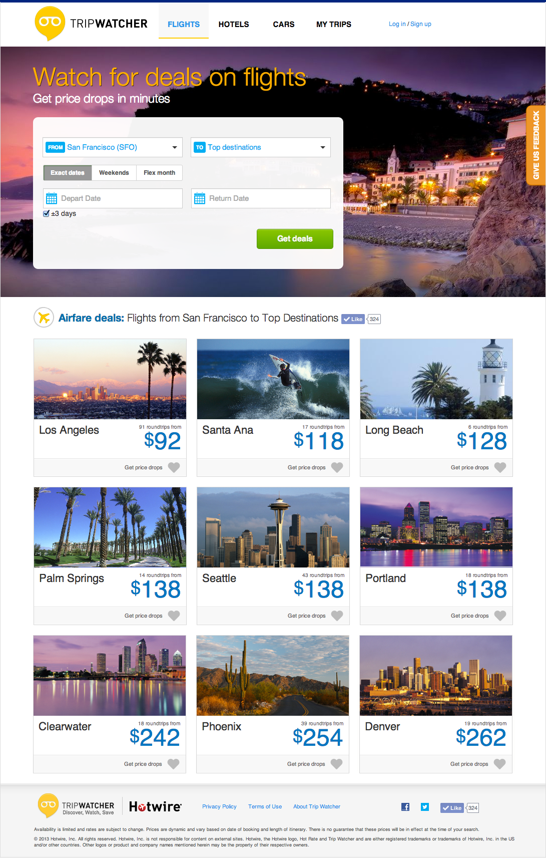 TripWatcher homepage