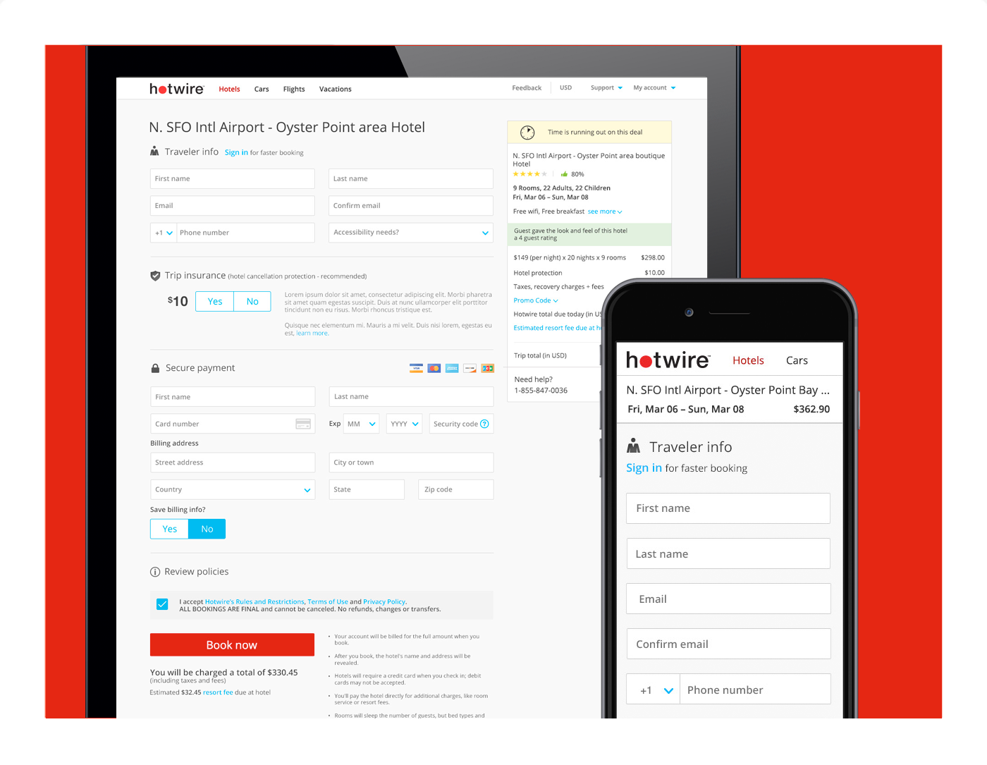 Hotwire responsive web checkout