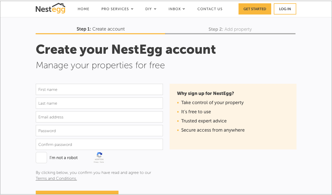 Sign-up flow