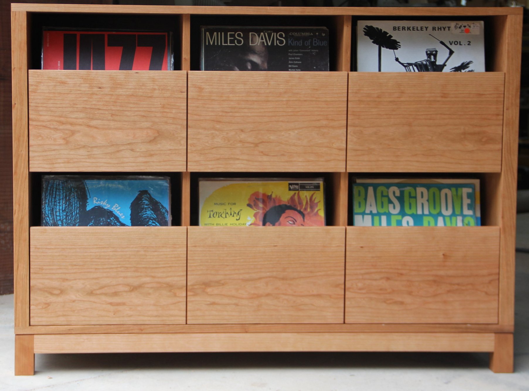 Cherry Wood Record Cabinet- 6 drawer