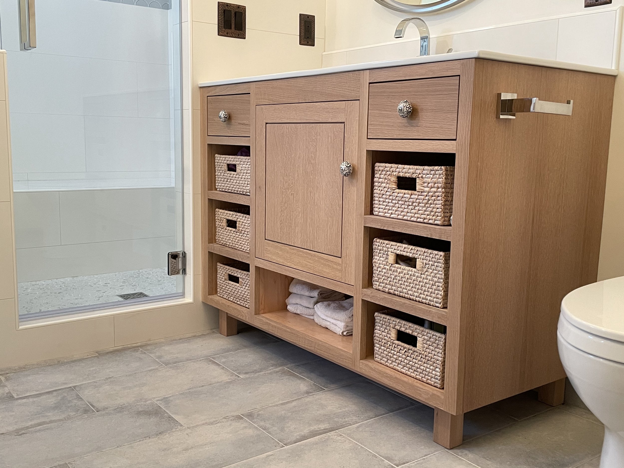 Bathroom Vanity &amp; Oak Cabinet