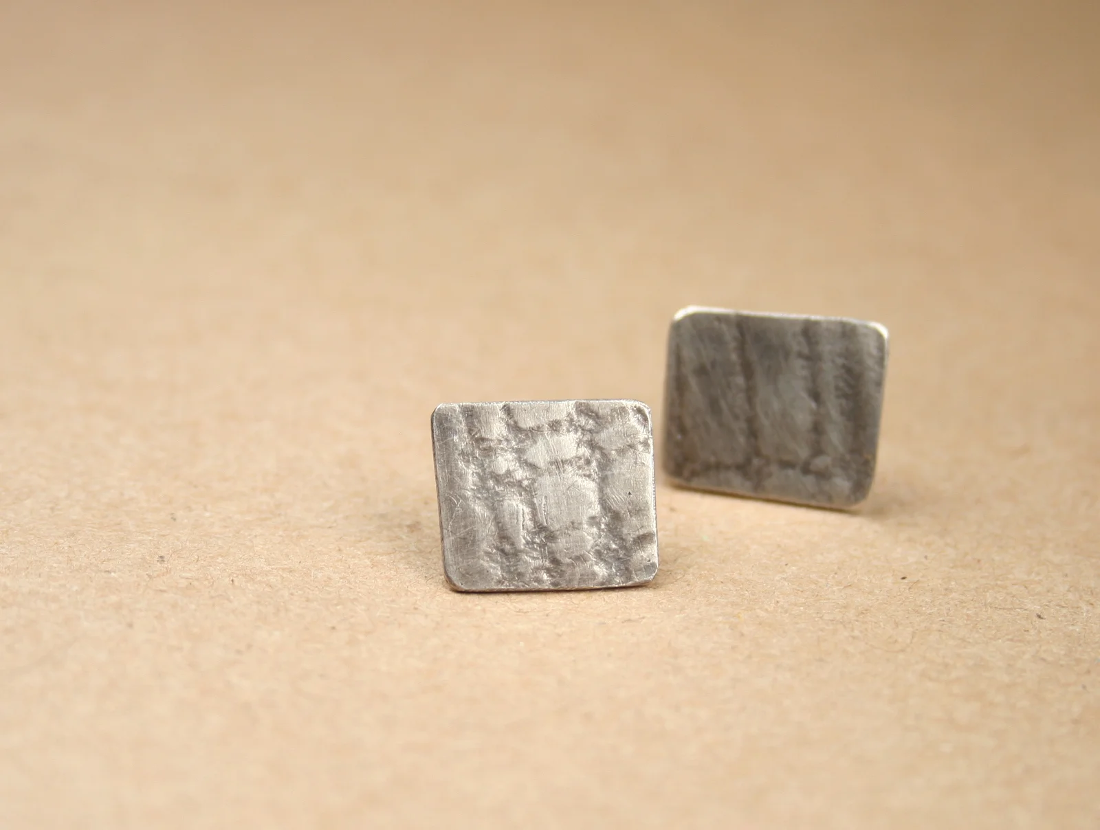 Burlap Post Earrings - Large