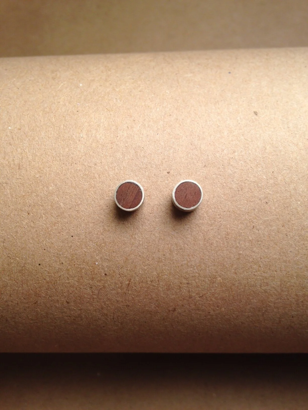 Sterling and Walnut Post Earrings - Large