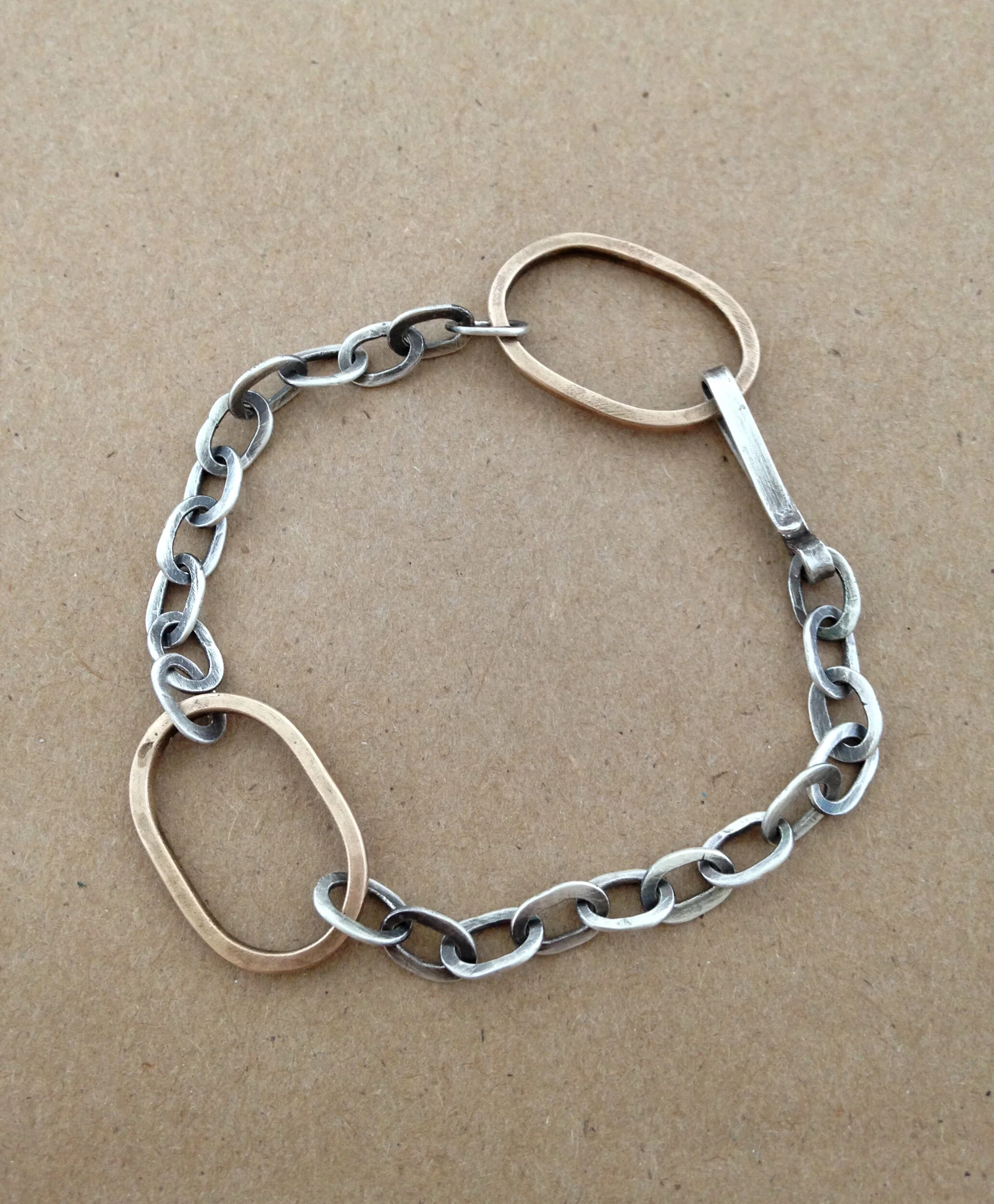 Bronze and Sterling Chain Bracelet