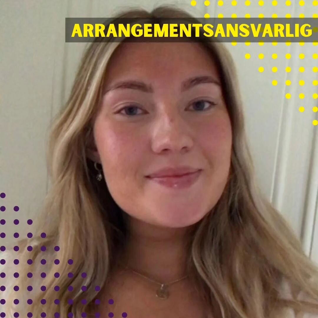 🟣Neste ut er v&aring;r arrangementansvarlig som ordner opp masse gode arrangementer i l&oslash;pet av &aring;ret🟡

-Navn: Sunniva Skol&aring;s
-Verv: Arrangementsansvarlig
-idrett: Lacrosse
-Studie: Grunnskole l&aelig;rer