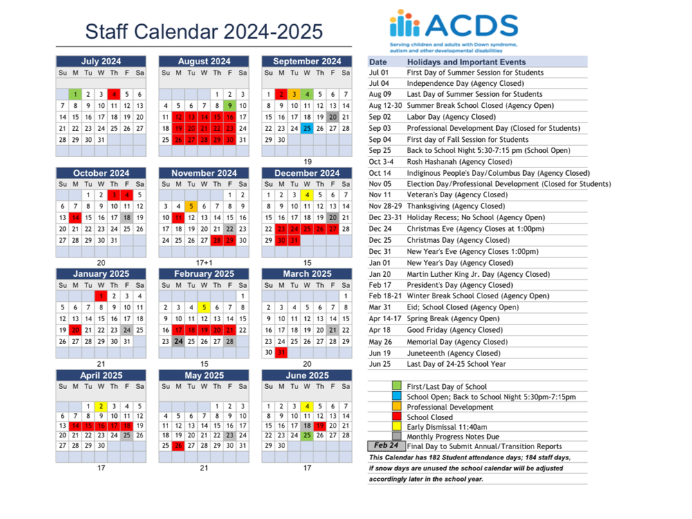 SCARSDALE SCHOOL CALENDAR ACDS