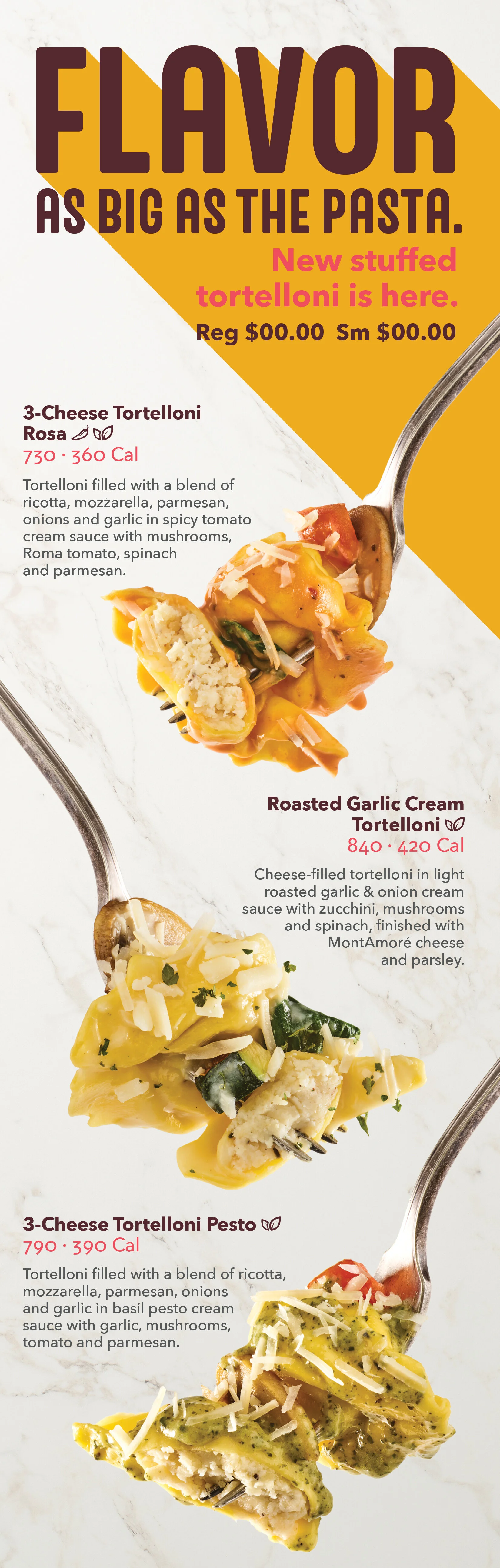 Tortelloni Welcome Wall Menu