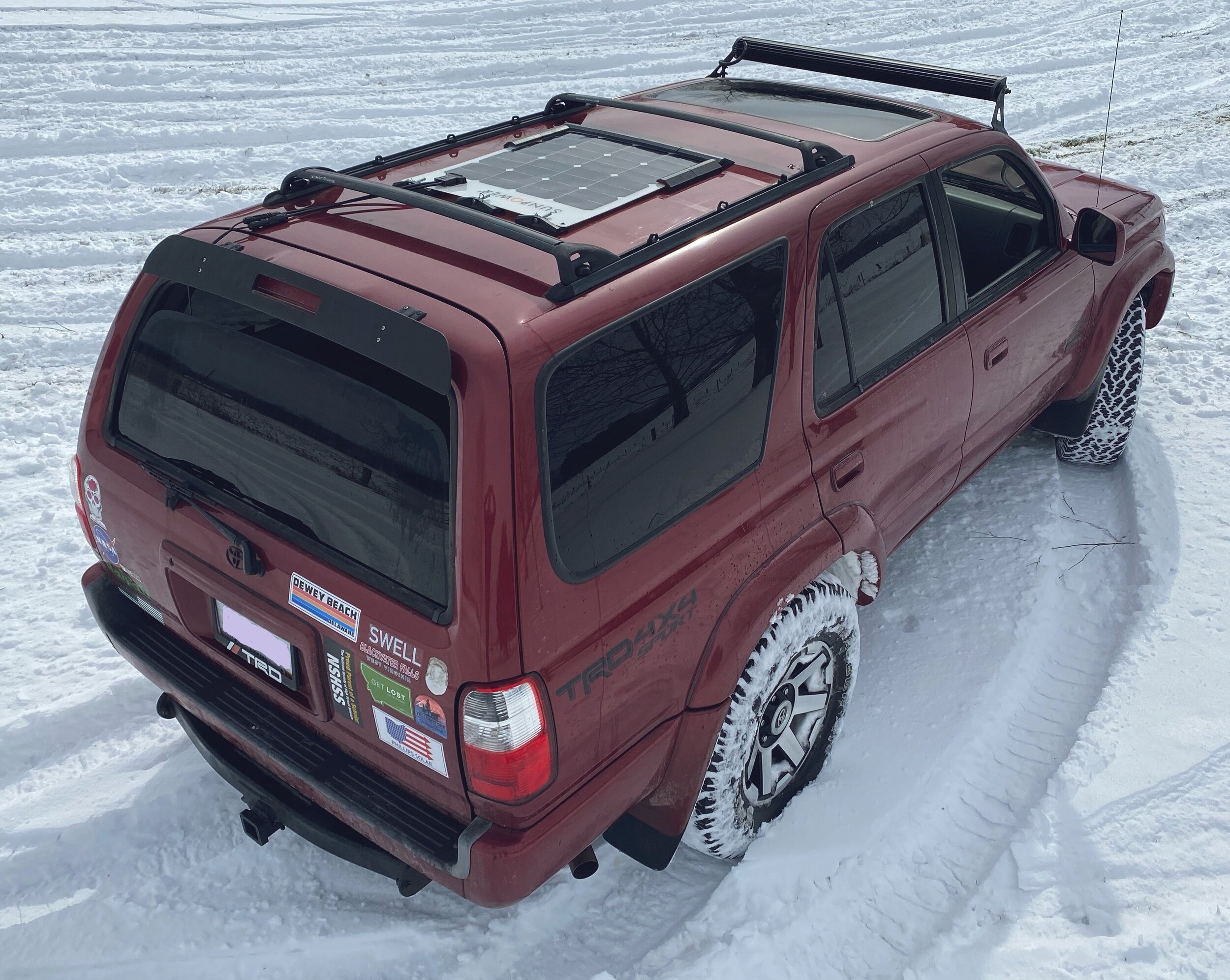 Winter off roading with an onboard solar generator using the Flex Mounts