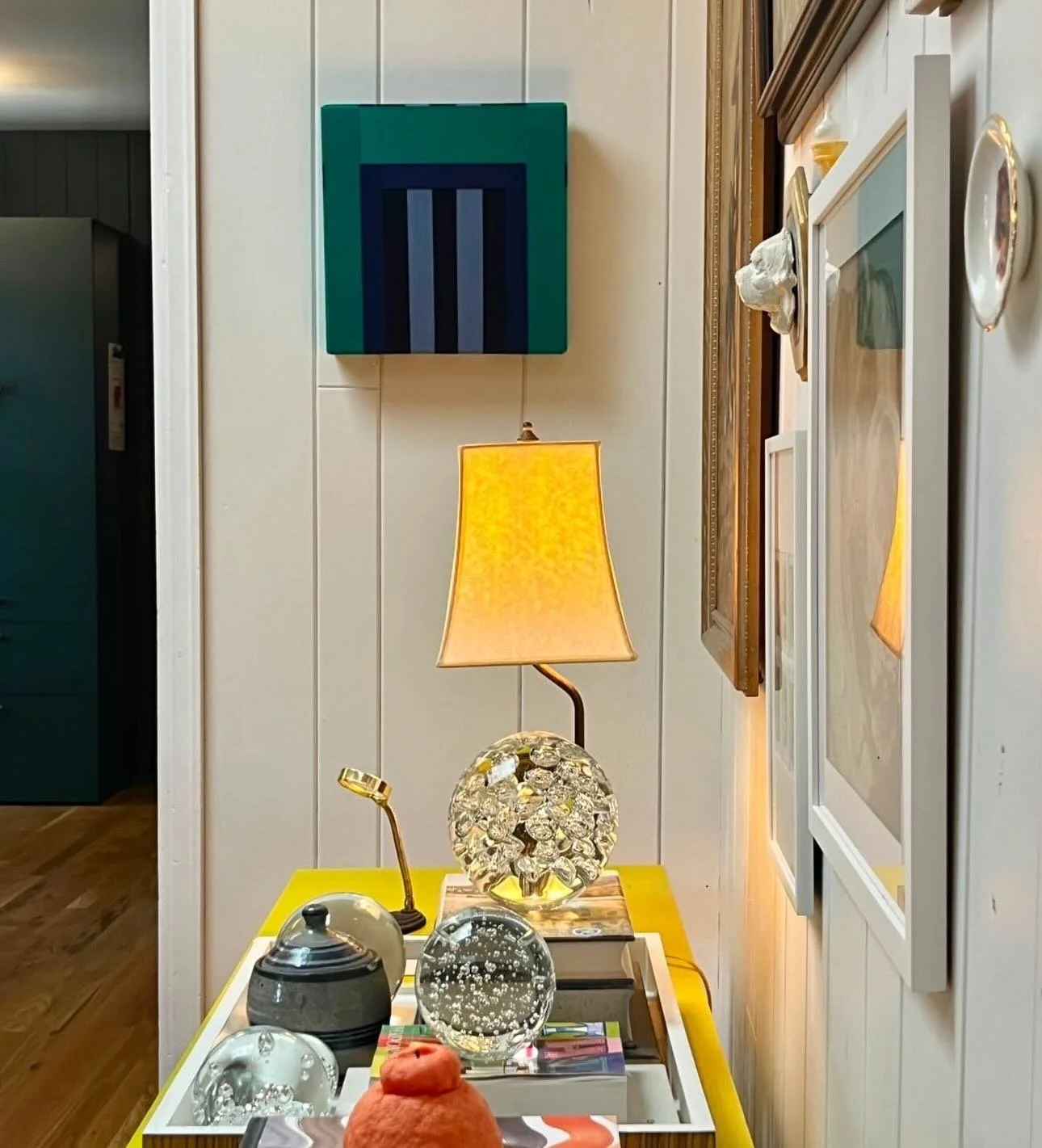 So excited to see into another color-loving artist&rsquo;s home, especially when they hang art from me!  Thanks for the shot and suggesting an artist trade @paigeledomstudio