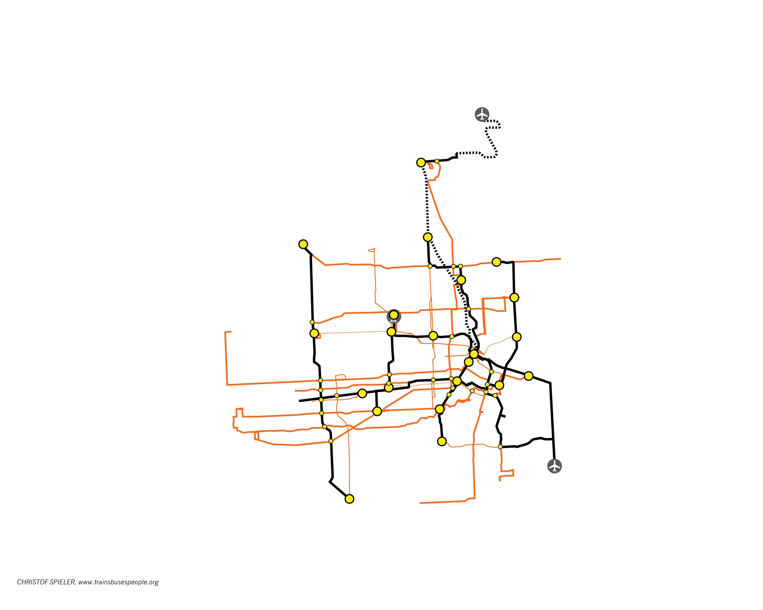 Proposed METRONext network: connectivity between Rail/BRT and frequent bus.