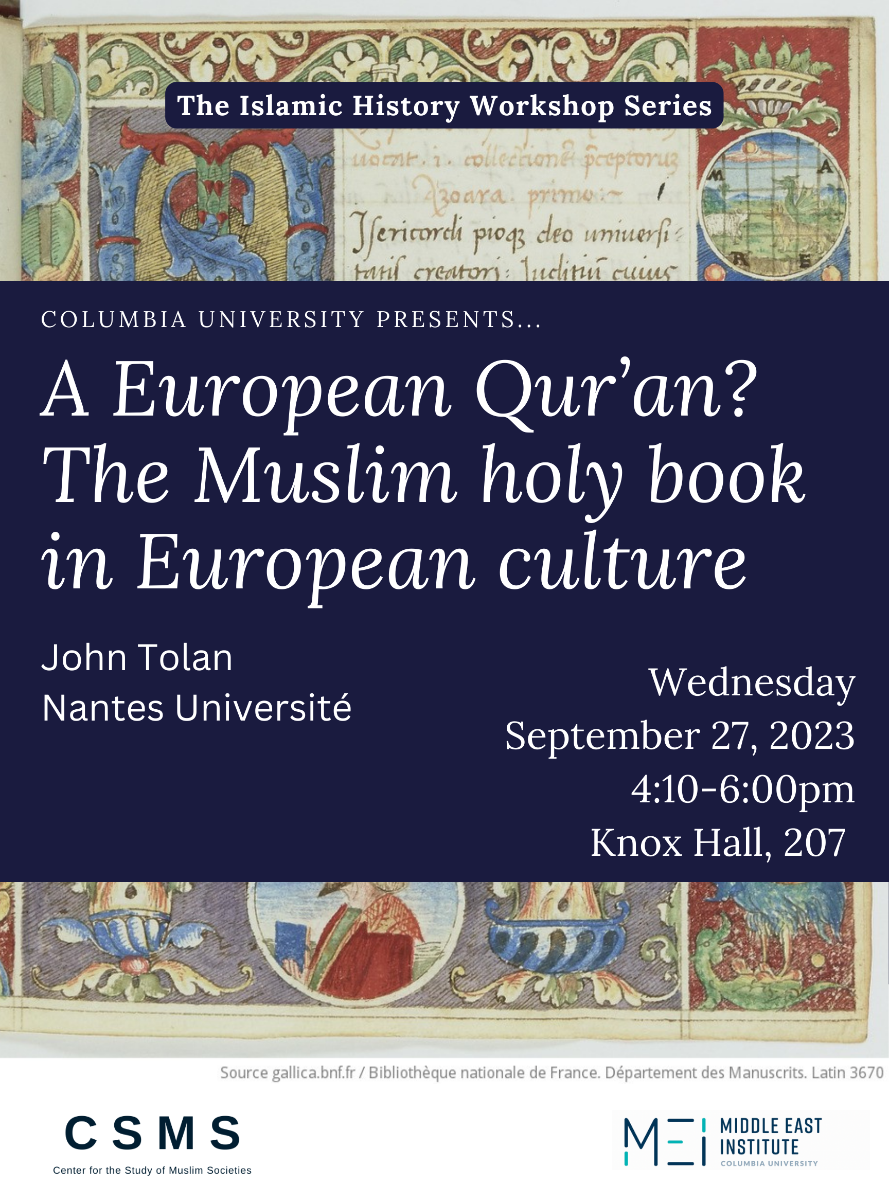 Islamic History Workshop | A European Qur'an? The Muslim holy book in European culture