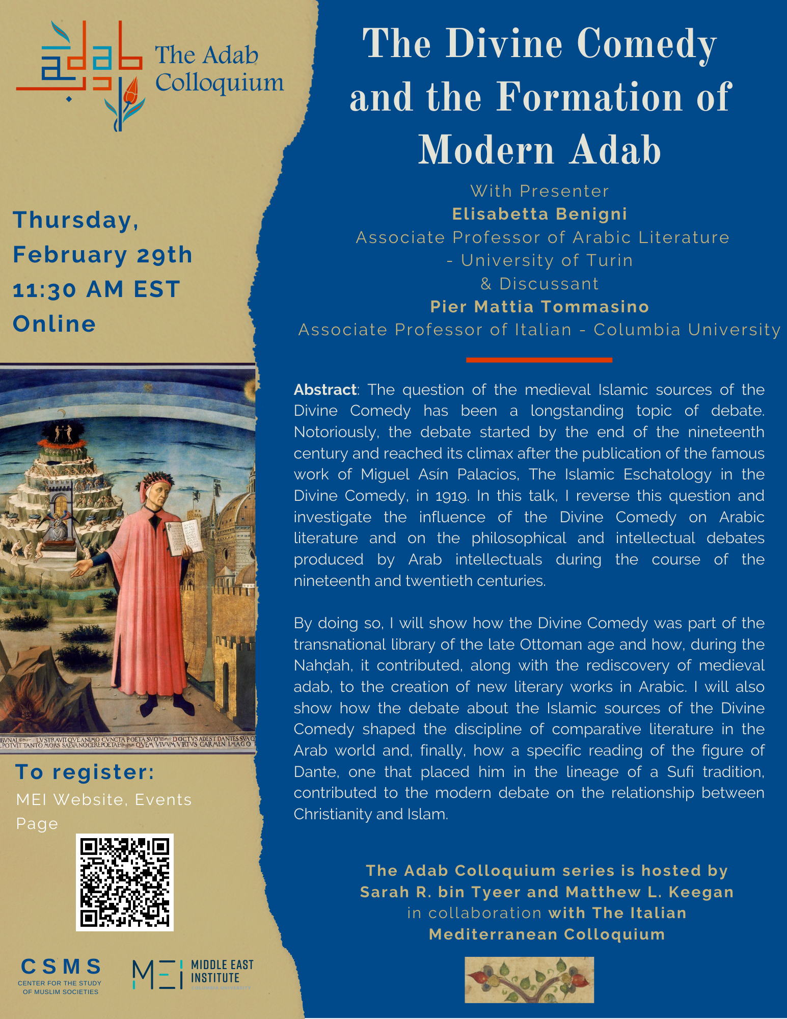 The Adab Colloquium: The Divine Comedy and the Formation of Modern Adab