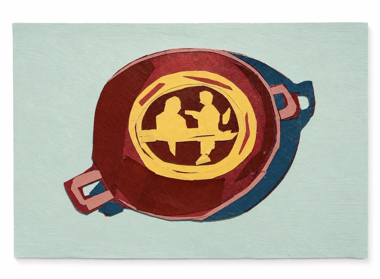 Looking at a terracotta Kylix
Painted paper collage, 4 × 6 in