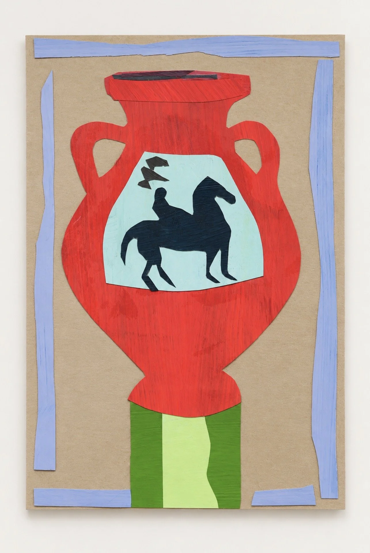 Looking at a terracotta amphora.
Painted paper collage, 4 × 6 in