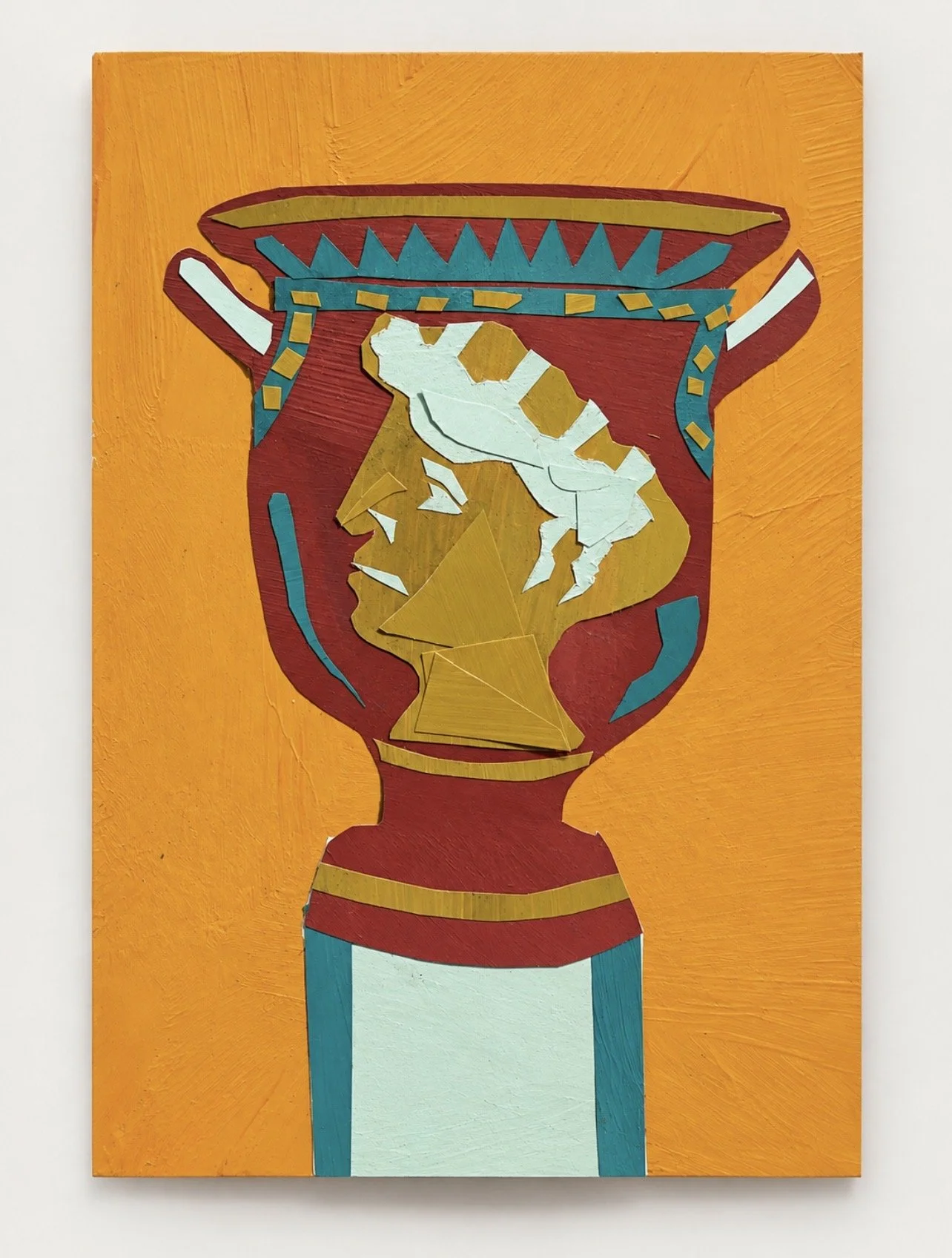 Looking at a Boeotian bell-krater.
Painted paper collage, 4 × 6 in. 