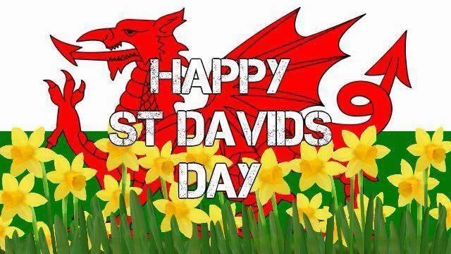 St. David’s Day image, dragon and daffodils