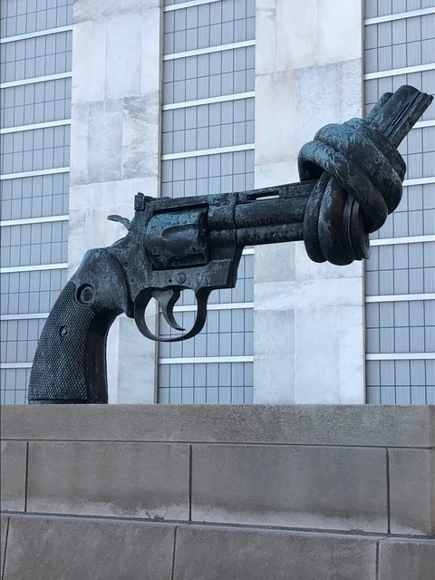 Peace statue outside the United Nations