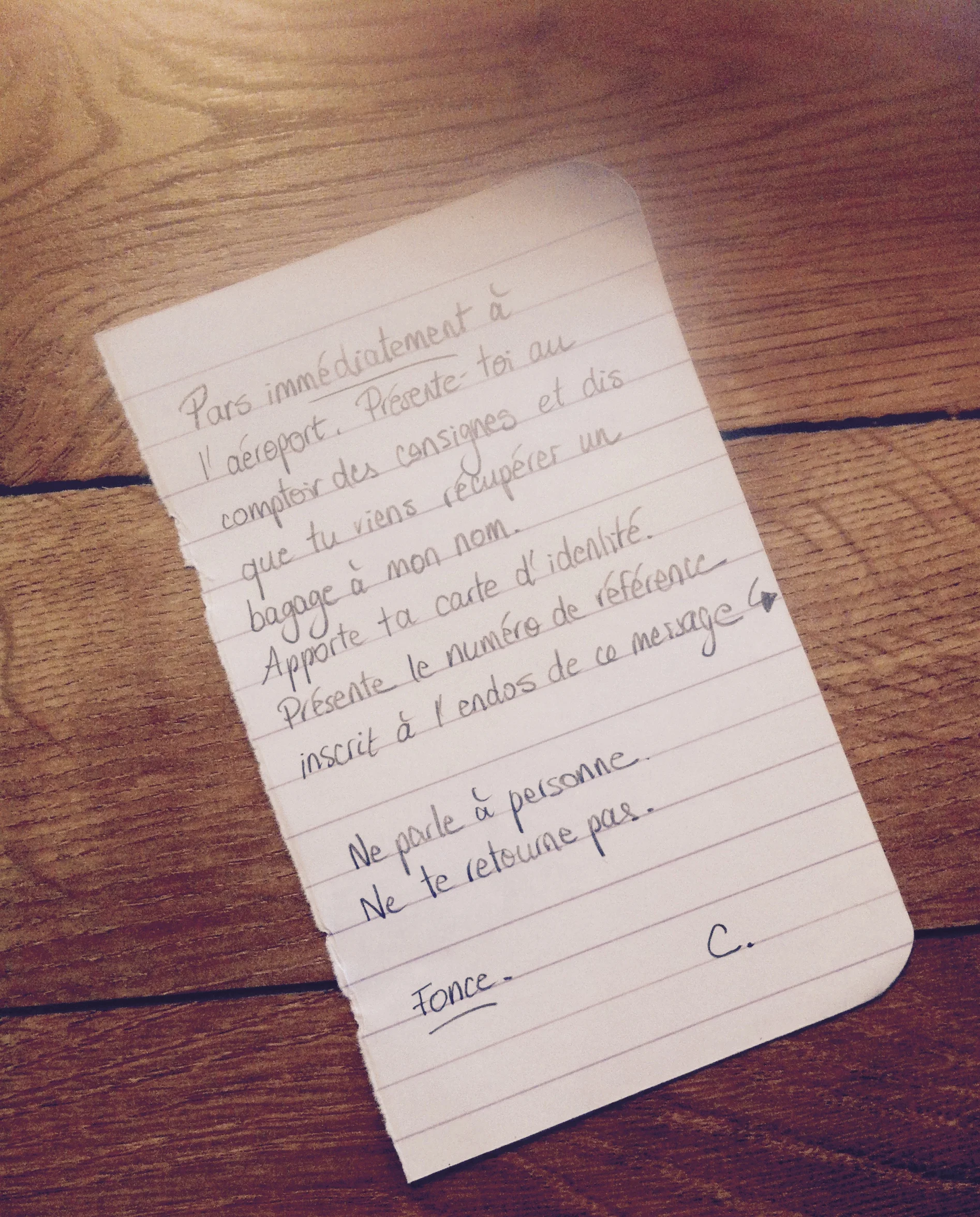 Note écrite à la main