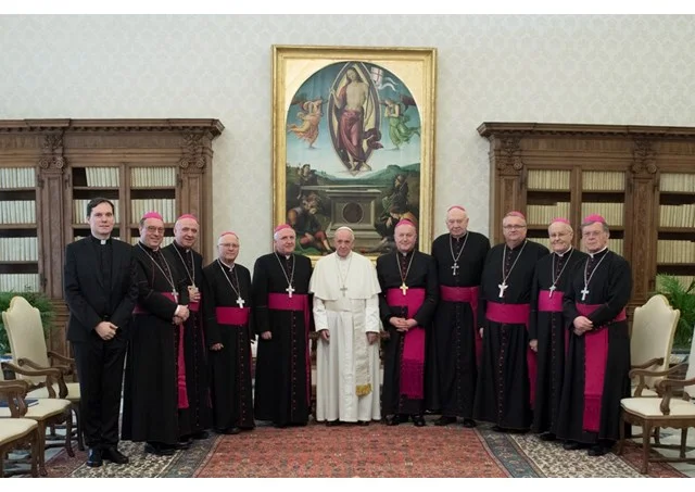 Slovenski (nad)škofje na ad limini s papežem Frančiškom (foto: sl.radiovaticana.va)