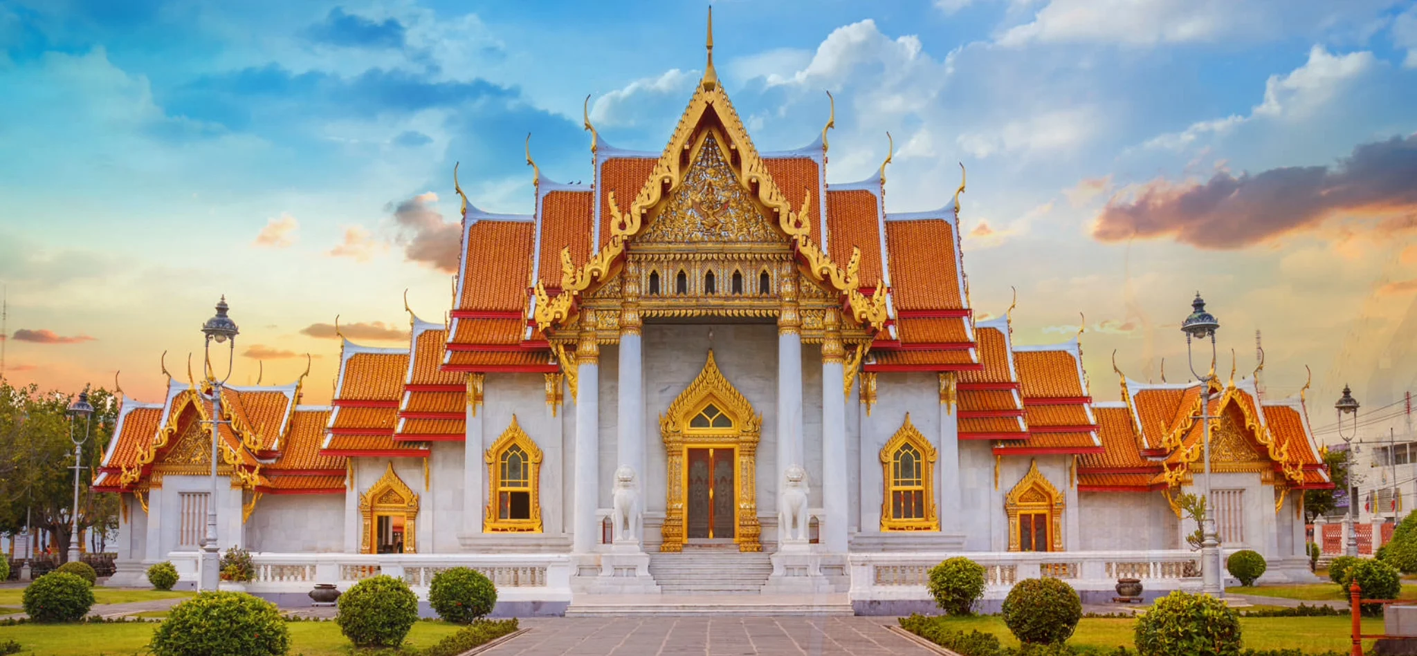 Wat Benchamabophit, also known as the marble temple, in the Dusit neighborhood in Bangkok.