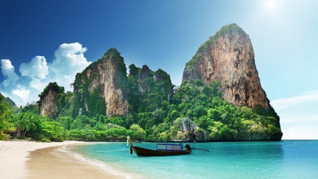 White sand beaches, lush greenery, staggering limestone cliffs, and the crystal clear turquoise waters of the Andaman Sea.