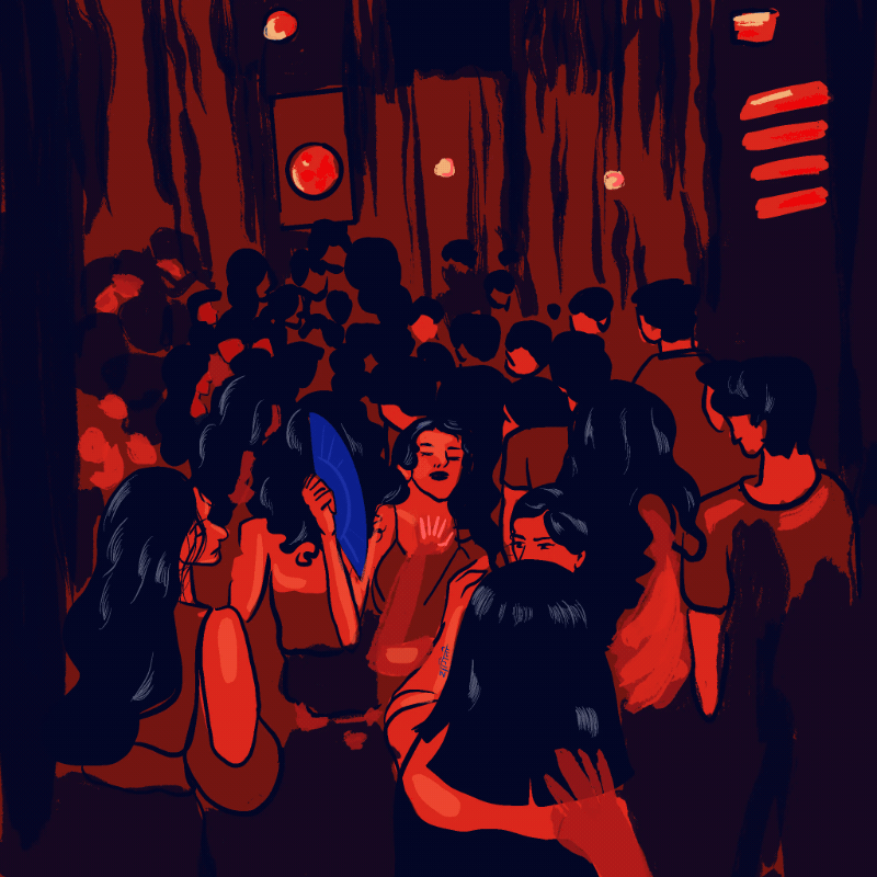 Girl With Fan Dance Floor
