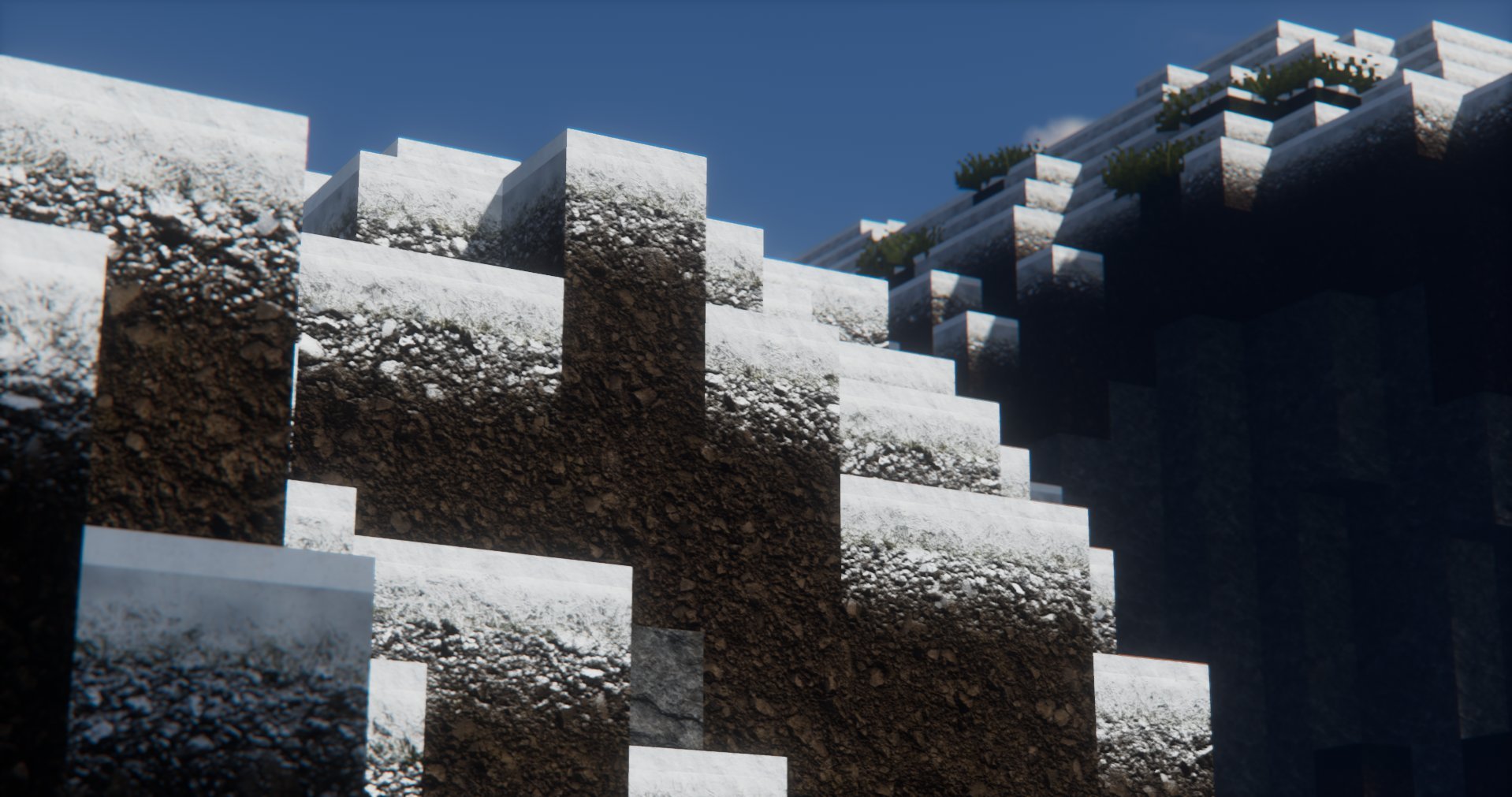 Digital art of a staircase made of soil and concrete, with greenery on top, under a blue sky.