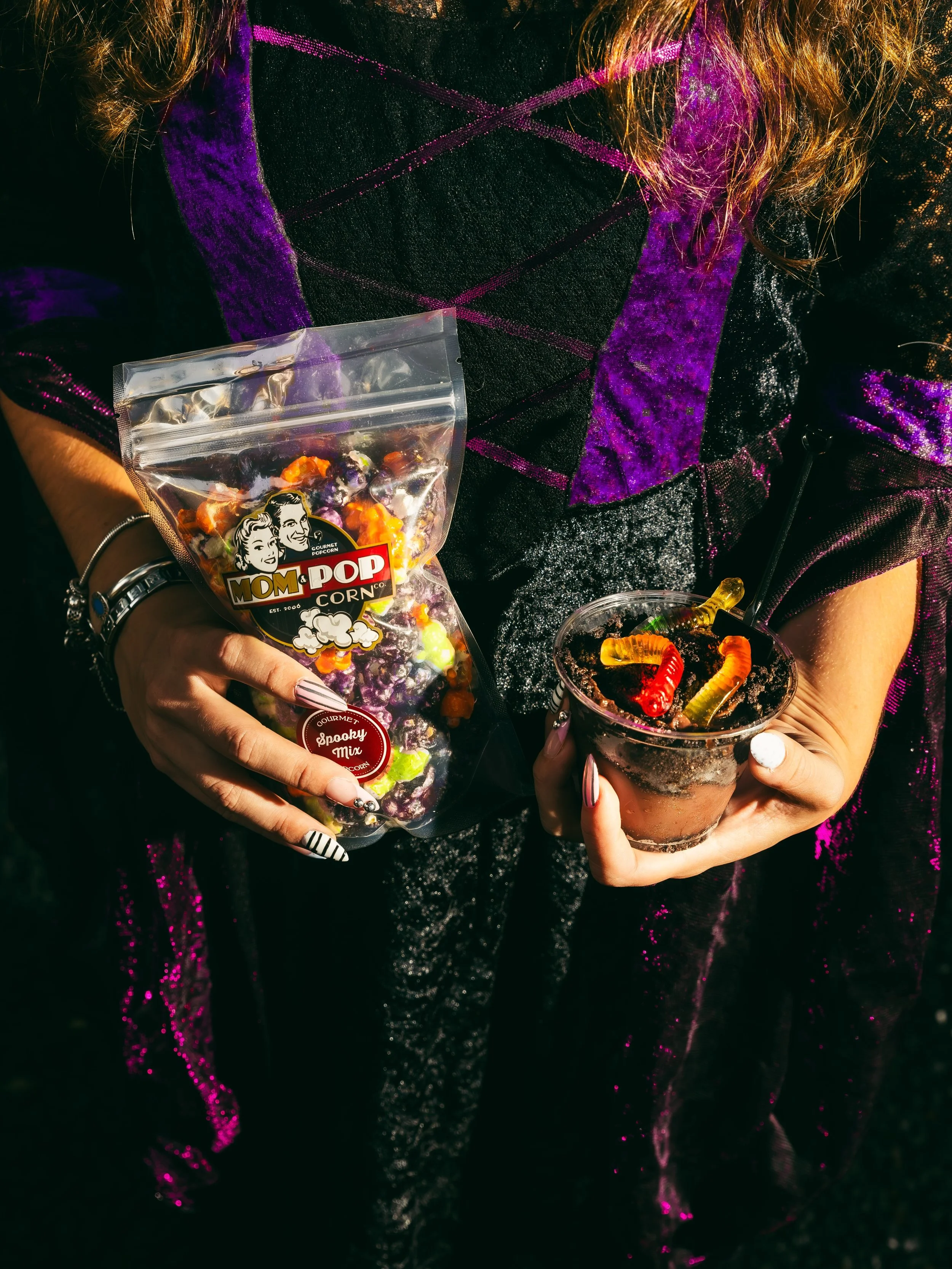 Trick or treat? She said both. Pop-Pop-Pop Spooky Mix and Dirt &amp; Worms at The Yard, Downtown McKinney, all October.
