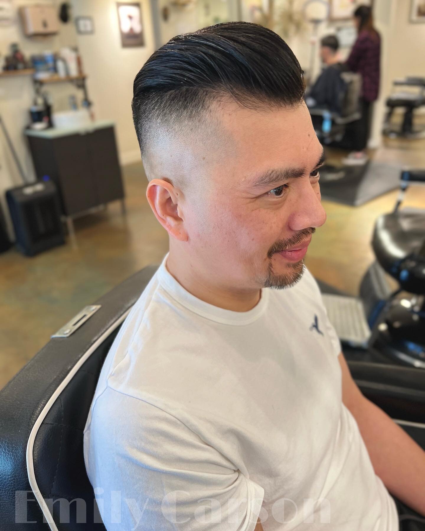 {Dao}

He Likes the high bald fade With a disconnect on the sides and the length to be blended into the fade when Styled back. Products used @gravallese sea salt clay spray and @reuzel extreme hold matte pomade. Both of these products can be purchase