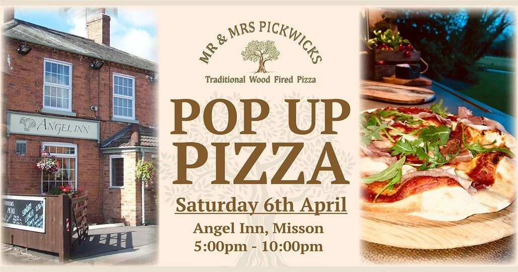 We’re really excited to be doing our first Pop-Up Pizza Night at The Angel Inn, Misson If you’ve not been before, this is a beautiful country pub near the church in the small village of Misson, near Bawtry - we’ll worth a ride out We’ll be serving our freshly made wood fired pizzas from 5pm until late (or until we run out) If you’ve been to one of our pop ups before, you’ll know the routine - order your pizza, grab a drink and we’ll bring your pizzas when they’re ready. We cater for gluten free and vegan (just let us know in advance) and we do Take-Away as well Hope to see you all there supporting this new venue 🍕🍻