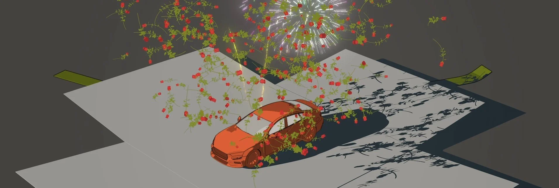 Rose & Fireworks Particle Simulation - Echo Park Anniversary