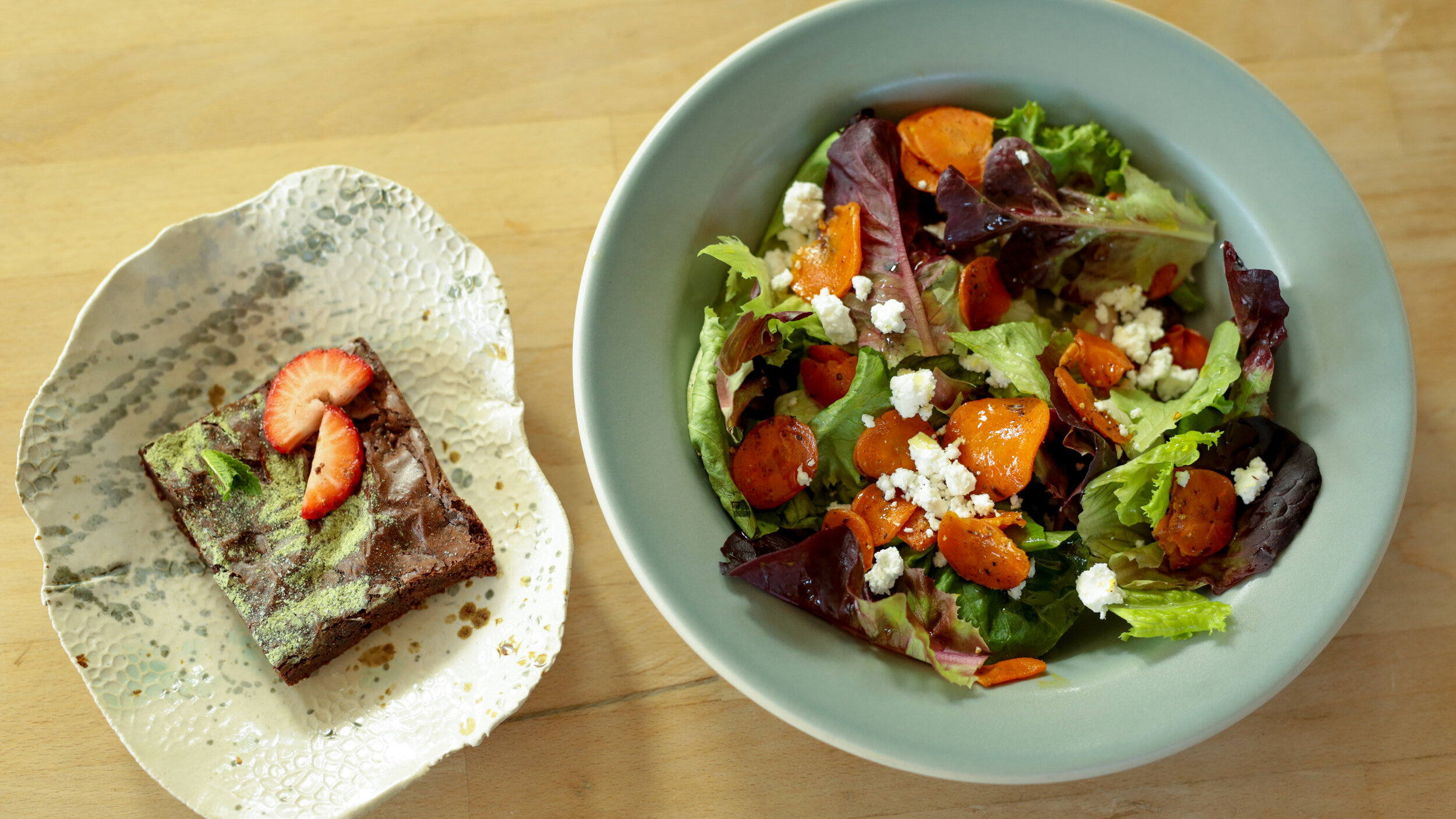 Macha Brownie and Salad.jpg