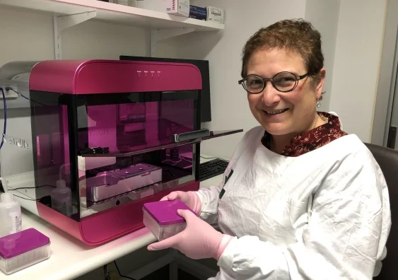 Professor Maria Kavallaris, from UNSW's ACN and Children's Cancer Institute, with the printer (Image courtesy of UNSW ).