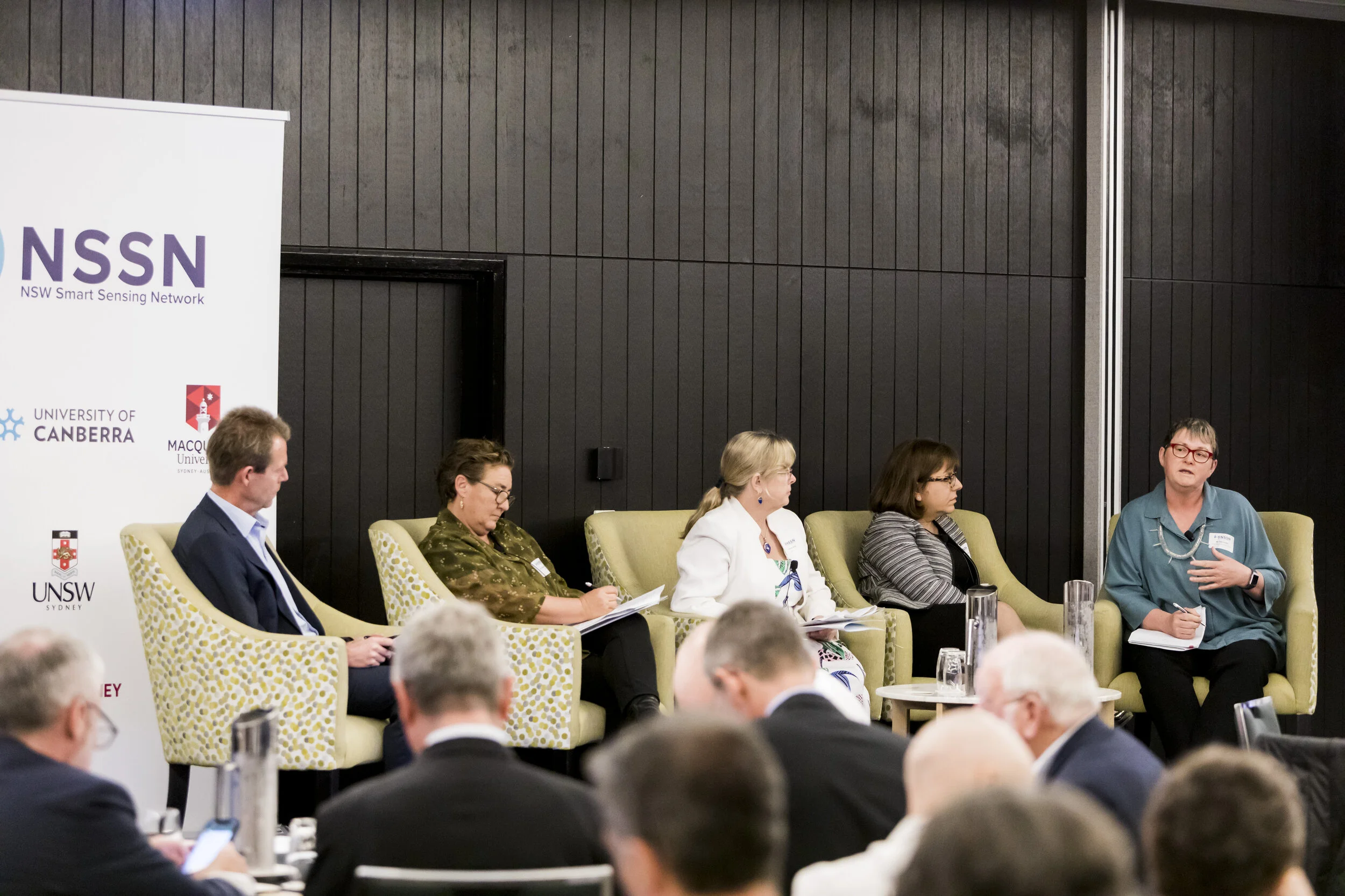 Panel Discussion on Data access, availability, sharing and outcomes. Moderated by Peter Runcie, New Industry &amp; Platforms Leader, CSIRO Data61; Vanessa O’Keefe, A/Executive Director Policy Planning &amp; Sciences, Water Group, DPIE; Dr. Georgina Kelly, Executive Director Science, DPIE; Helen Liossis, Head of Corporate Strategy and Business Planning, Sydney Water; Kaia Hodge, Director Regulatory Innovation, Natural Resources Access Regulator (NRAR).