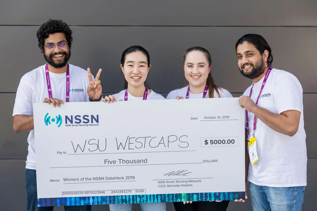 The Western Sydney University winners: Dewan Arun Singh, Amy Shao, Emma Seaman, Mohd Zubair Humza.