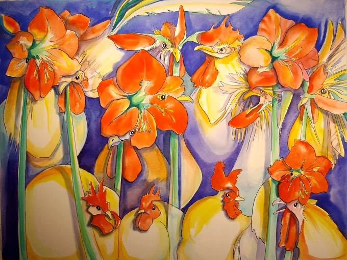 Amaryllis and Chickens