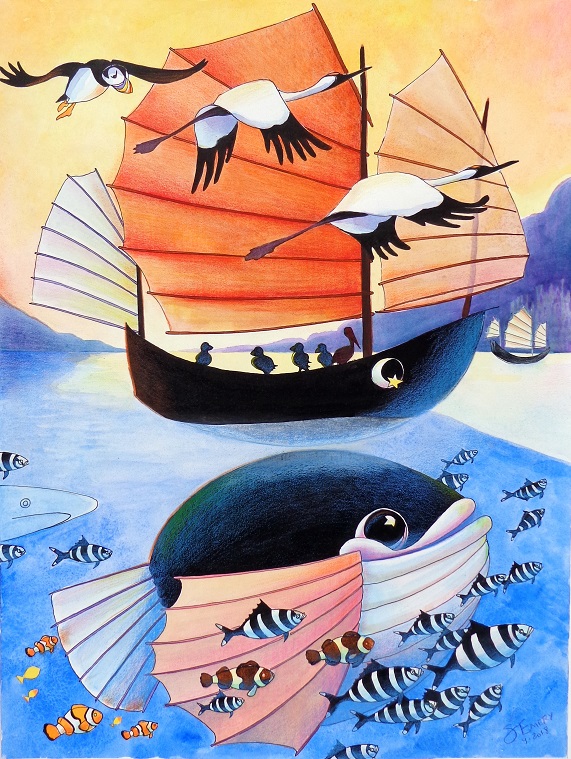 Puffins Go to China (and their boat finds an admirer)