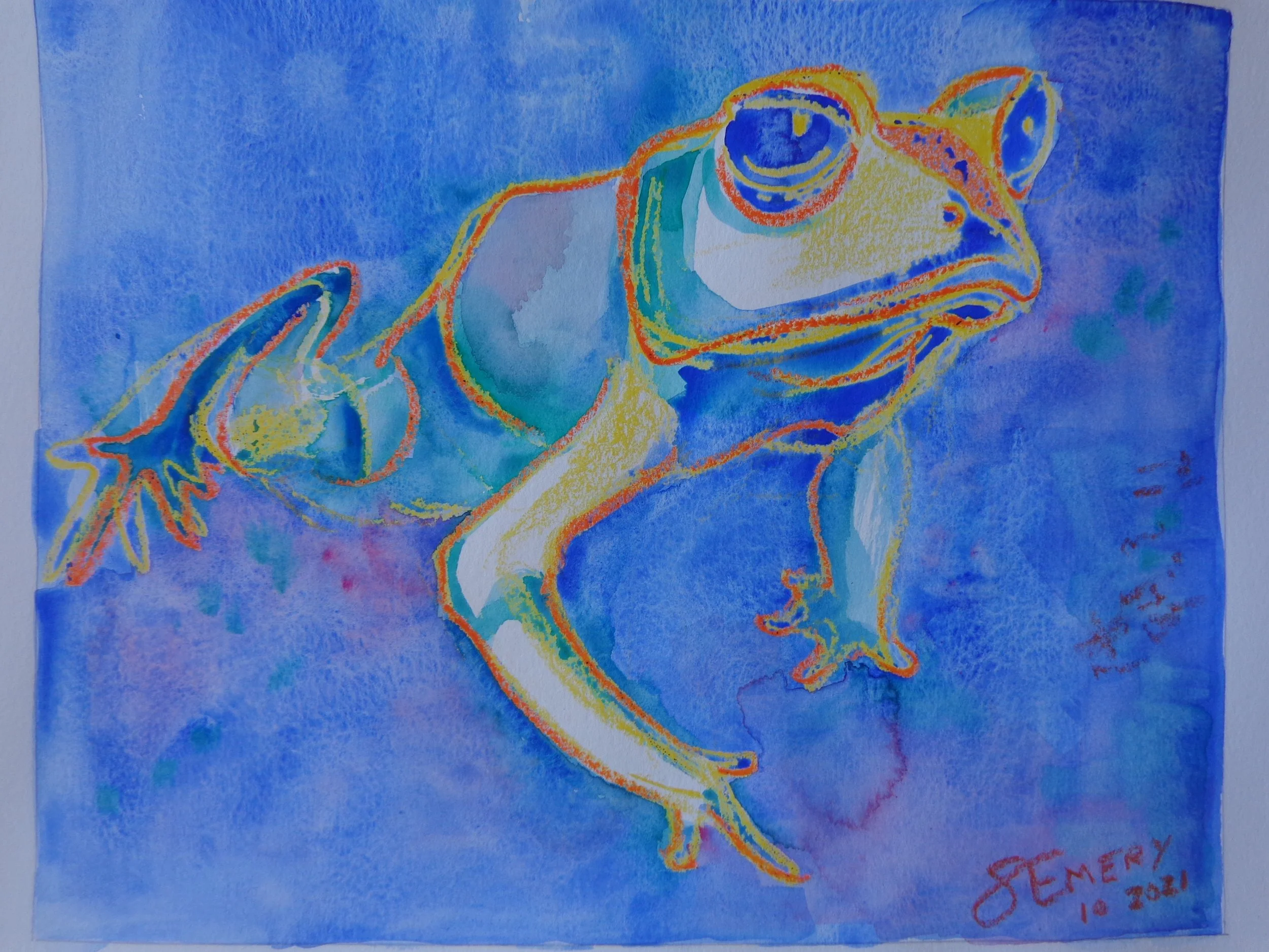 Watercolor and wax resist
