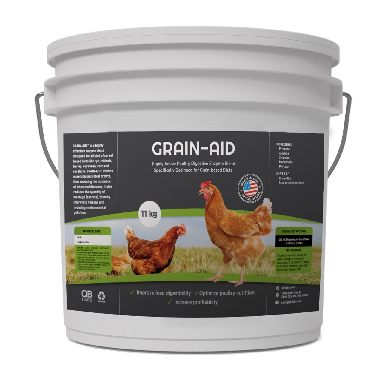 QB-Labs Grain-Aid™ - Digestive Enzyme Blend for Poultry