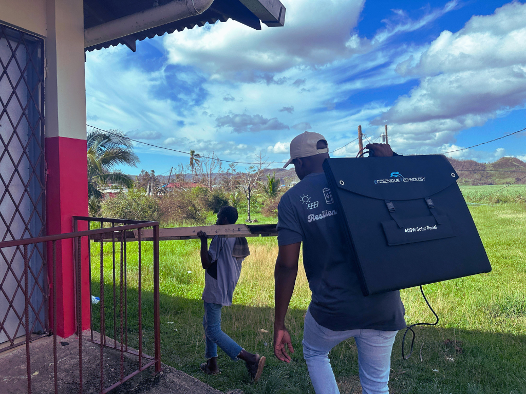 Volunteers provide resources during the Hurricane Melissa response effort in Jamaica at Thornton Shelter.