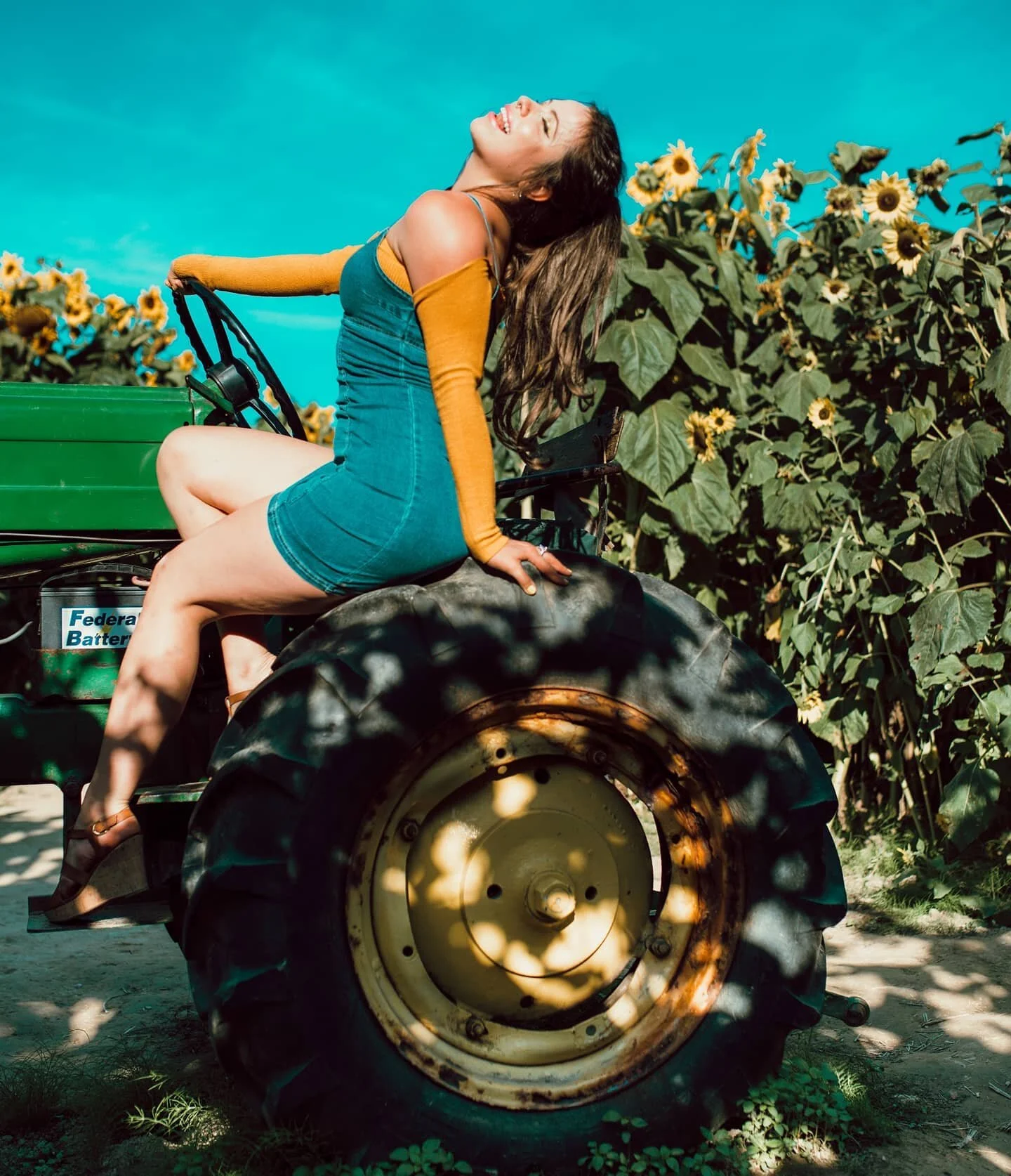 &quot;in the right denim, a girl can conquer the world.&quot;
Model: @honeylyramoon 
#ifyouleave #justgoshoot #myfeatureshoot #AOV #visualsoflife #artofvisuals #peoplescreatives #watchthisinstagood #bluejeandress #tractor #farmgirl #farmlife #simplet