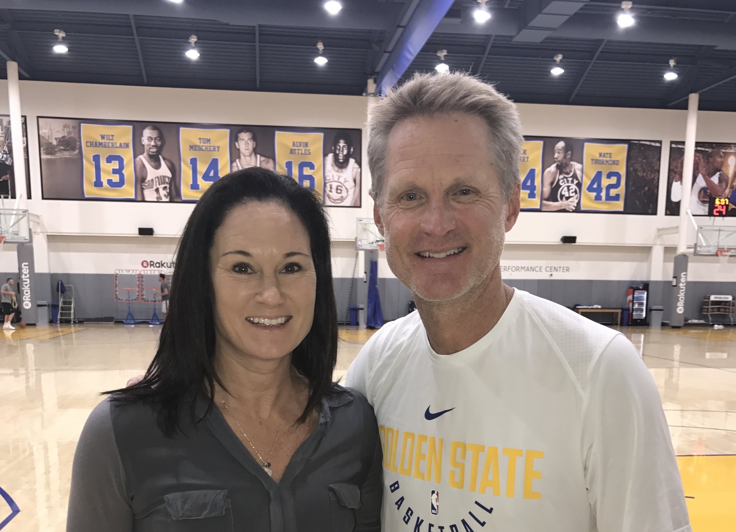Jennifer Azzi and Coach Steve Kerr