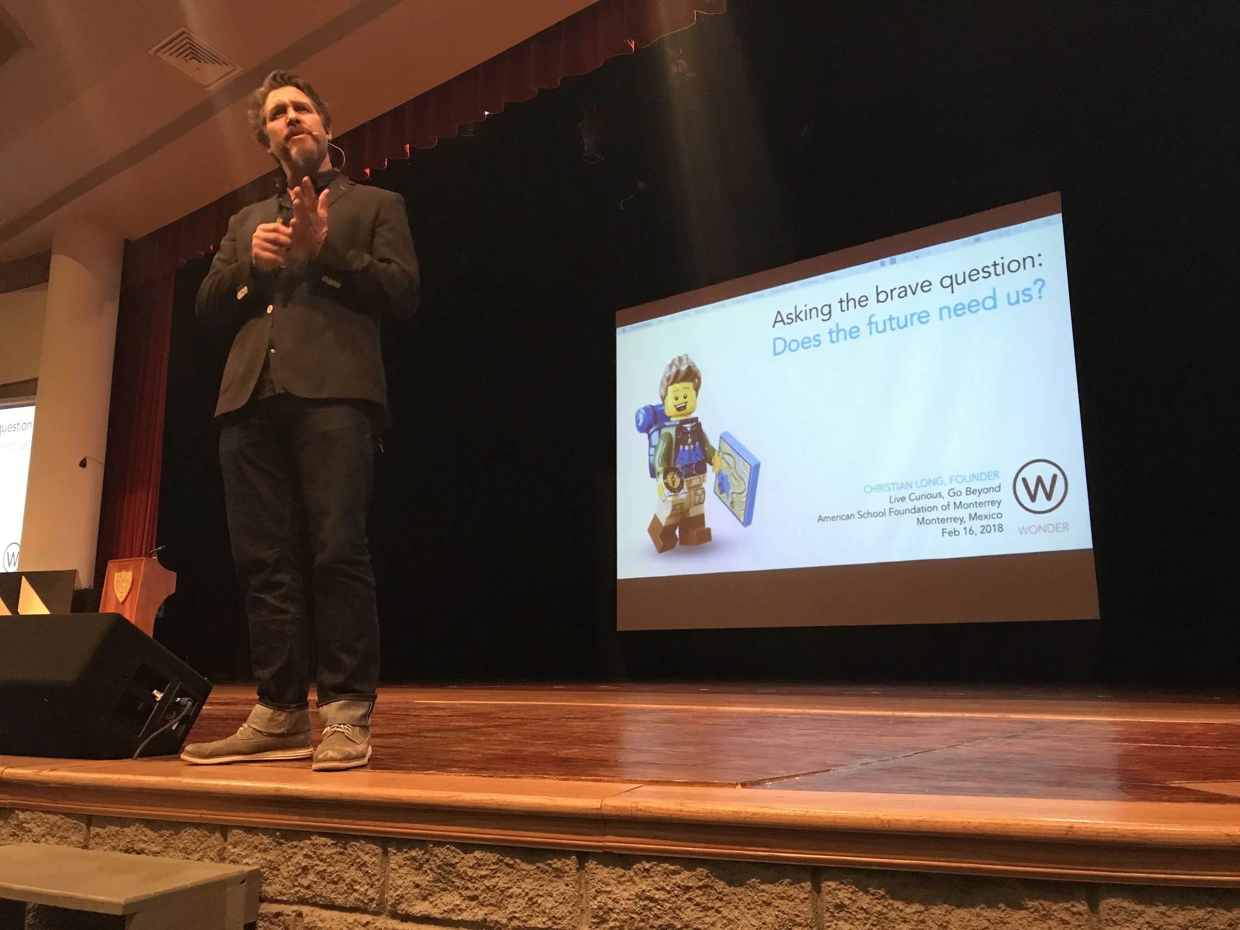 Christian Long delivers the opening keynote at Live curious, Go Beyond 2018 in Monterrey