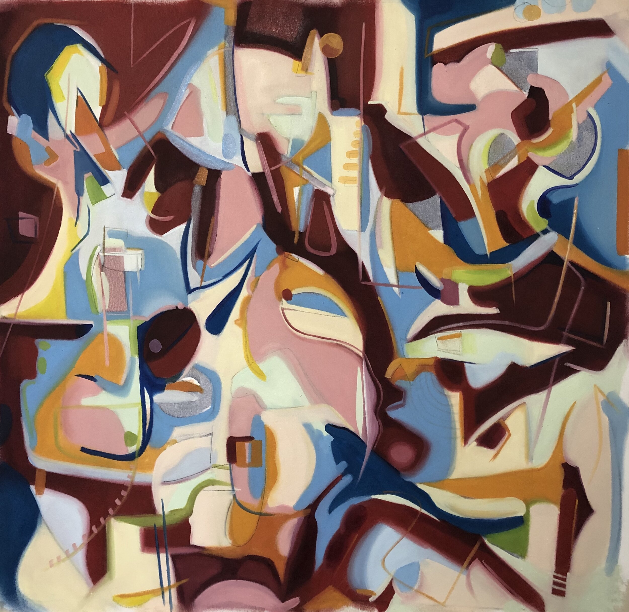 Pink Robots Dreaming of Contortionist 48in x 48in Oilon stretched canvas.jpg