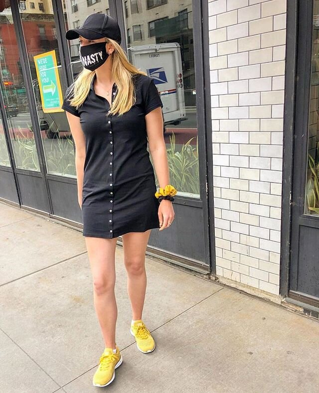 @baillieriddell 🌼🖤 wearing her Y&rsquo;all Nasty Mask waiting in line for Whole Foods is goals, specifically because she put on a cute outfit in quarantine.